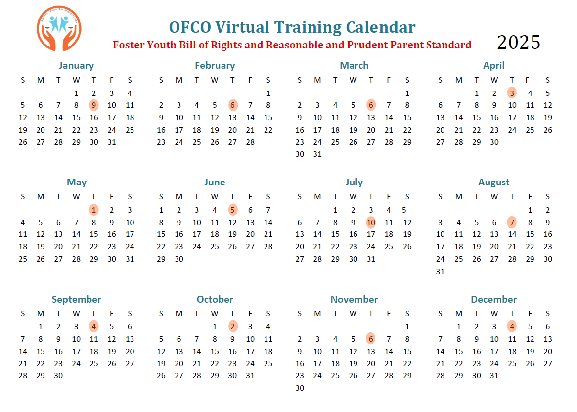 2025 Calendar Training Dates. January 9, February 6, March 6, April 3, May 1, June 5, July 10, August 7, Sept 4, Oct 2, Nov 6, Dec 4.